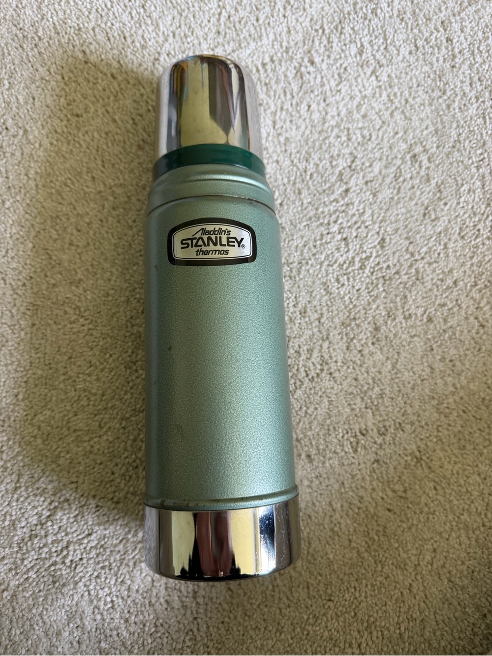 Stanley Metallic Light Green Vacuum Flask with Chrome Accents
